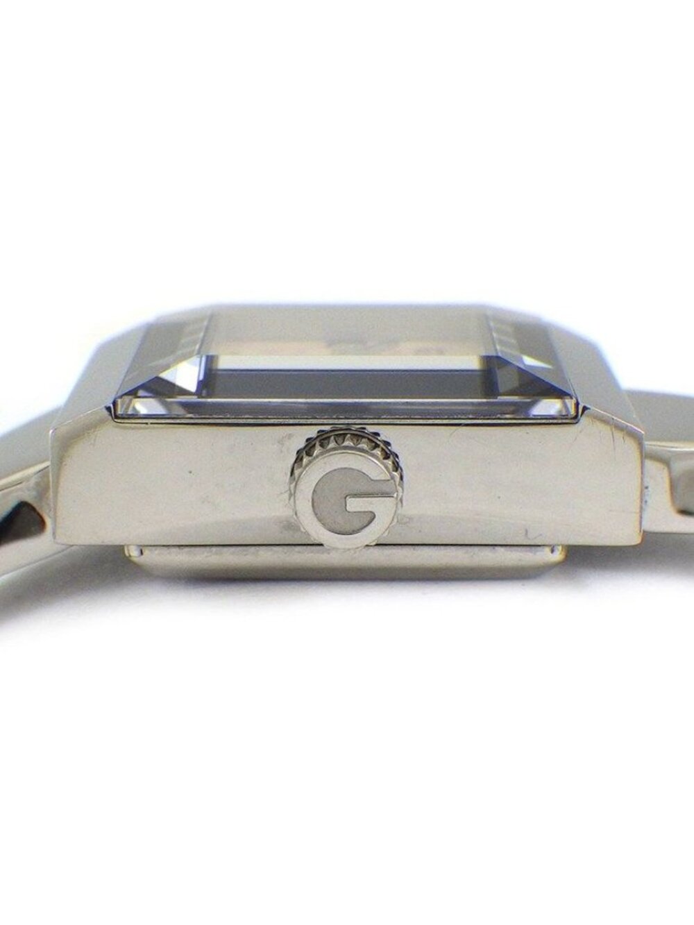 Gucci Watch Frame 128.5 Square GG Pattern Pink Shell Dial SS Quartz Movement - Picture 2 of 10